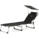 Image 10 for Шезлонг лежак садовий Outtec Lumia розкладний з дашком чорний