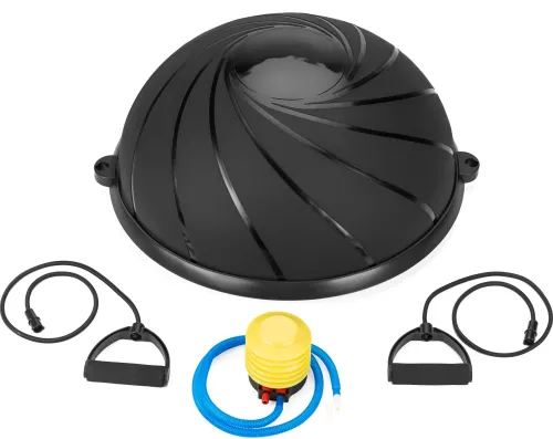 Балансировочная полусфера Gymtek Flex Core Half Ball 58см с эспандерами + насос черный