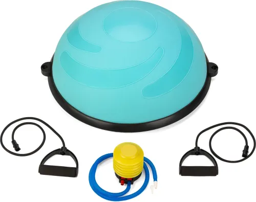 Балансировочная полусфера Gymtek Flex Core Half Ball 58см с эспандерами + голубой насос